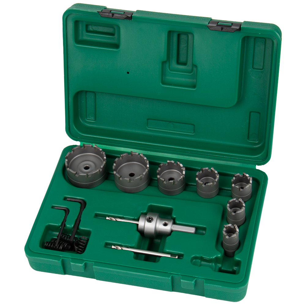HM-Kernlochsägen-Box 19-51mm,ALL-CUT 10-teilig,inkl.Schaft und Führungsbohrer