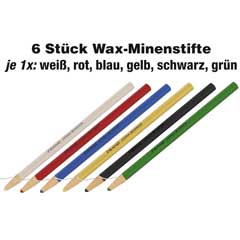 Wachs-Minenstift-Set,6-teilig,sortierte Farben,abziehbare Mine