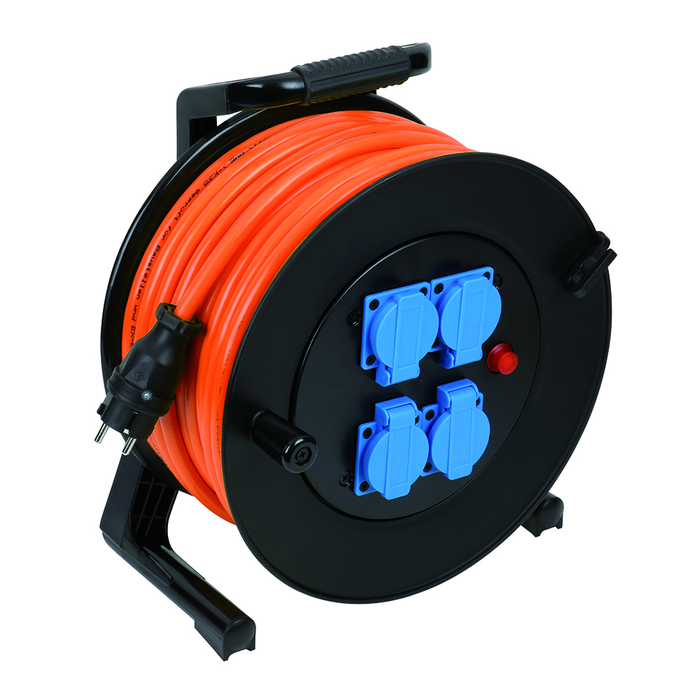 Kabeltrommel 230V/16A 3x1,5mm² Baurobust K35,4x230V,IP44,Thermoschutz