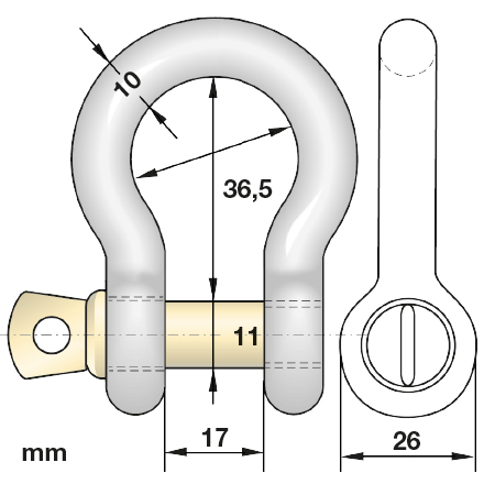 Schäkel mit Schraubbolzen geschweifte Form